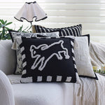 Square Pillow Cover 18x18in Cotton-Linen Geometric Relief
