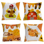 Square Pillow Cover Bee Honeycomb Print Concealed Zipper