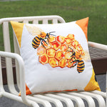 Square Pillow Cover Bee Honeycomb Print Concealed Zipper