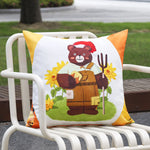 Square Pillow Cover Bee Honeycomb Print Concealed Zipper