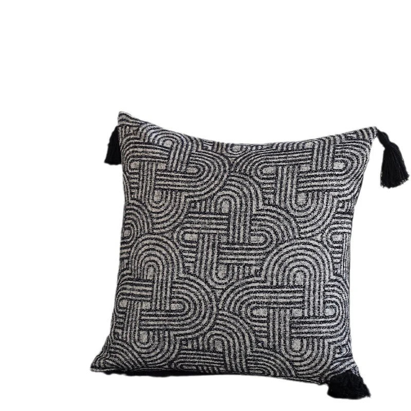 Square Pillow Cover Bouclé Geometric Relief Concealed Zipper