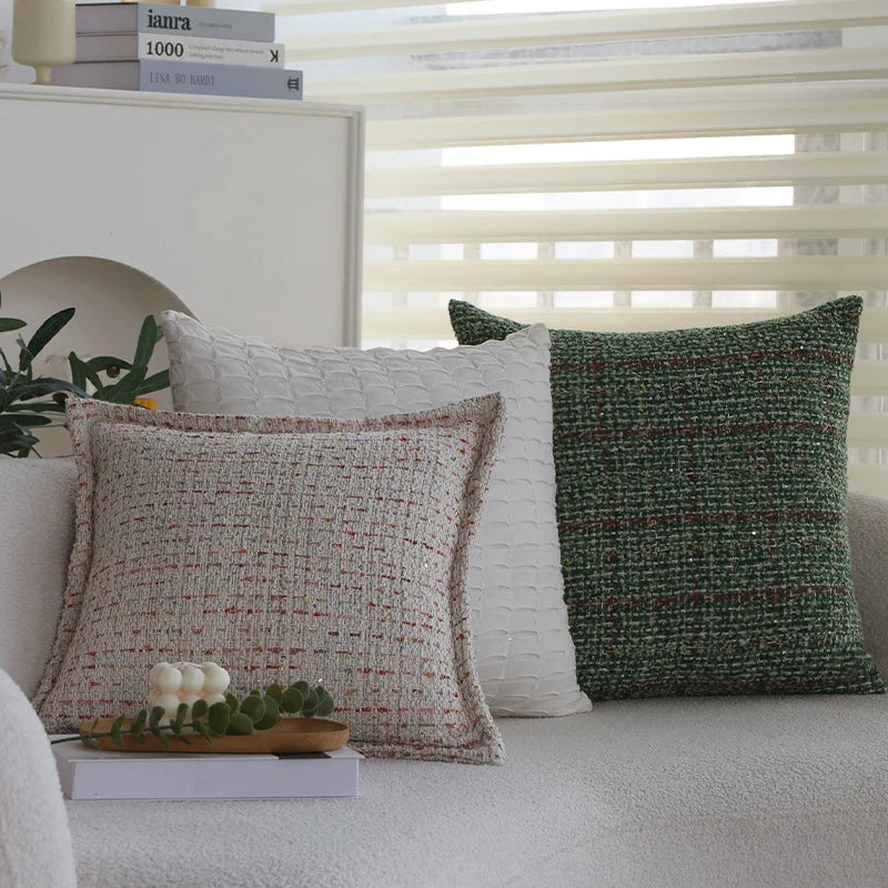 Square Pillow Cover Boucle Tweed 18x18 Hidden Zipper