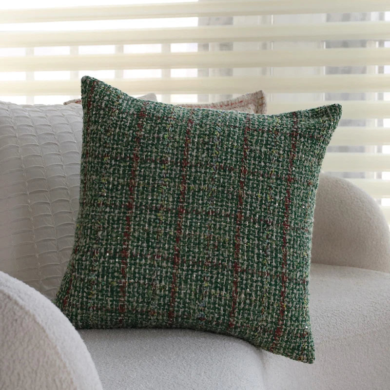 Square Pillow Cover Boucle Tweed 18x18 Hidden Zipper