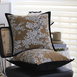 Square Pillow Cover Cotton-Linen Floral Jacquard