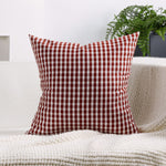 Square Pillow Cover Cotton-Linen Gingham Hidden Zipper