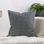 Square Pillow Cover Cotton-Linen Gingham Hidden Zipper