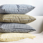 Square Pillow Cover Cotton-Linen Gingham Hidden Zipper