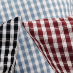 Square Pillow Cover Cotton-Linen Gingham Hidden Zipper