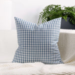 Square Pillow Cover Cotton-Linen Gingham Hidden Zipper