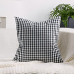 Square Pillow Cover Cotton-Linen Gingham Hidden Zipper