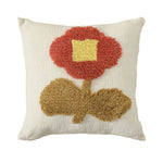 Square Pillow Cover Hand-Tufted Floral Chenille Linen-Look 18x18 In