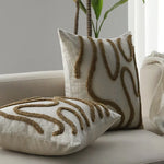 Square Pillow Cover Hand-Tufted Loop Linen-Look Concealed Zipper 18x18