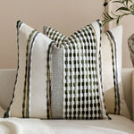 Square Pillow Cover Handwoven Cotton Tufted Stripes