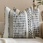 Square Pillow Cover Handwoven Cotton Tufted Stripes