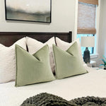 Square Pillow Cover Herringbone Texture Piped Trim Hidden Zipper