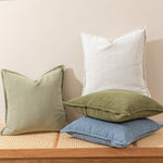 Square Pillow Cover Herringbone Texture Piped Trim Hidden Zipper