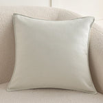 Square Pillow Cover Herringbone Texture Piped Trim Hidden Zipper