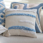 Square Pillow Cover Linen-Look Cotton Relief Tufting & Tassels