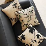 Square Pillow Cover Linen-Look Embroidered Bamboo Piped Edge 18x18
