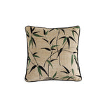 Square Pillow Cover Linen-Look Embroidered Bamboo Piped Edge 18x18