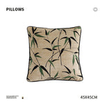 Square Pillow Cover Linen-Look Embroidered Bamboo Piped Edge 18x18