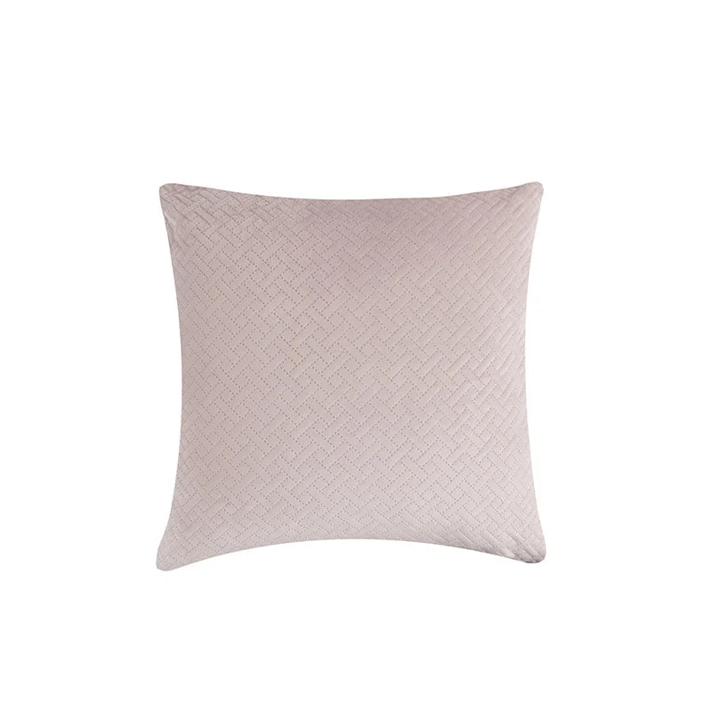 Square Pillow Cover Quilted Herringbone Cotton-Blend Hidden Zipper