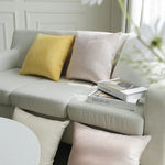Square Pillow Cover Quilted Herringbone Cotton-Blend Hidden Zipper