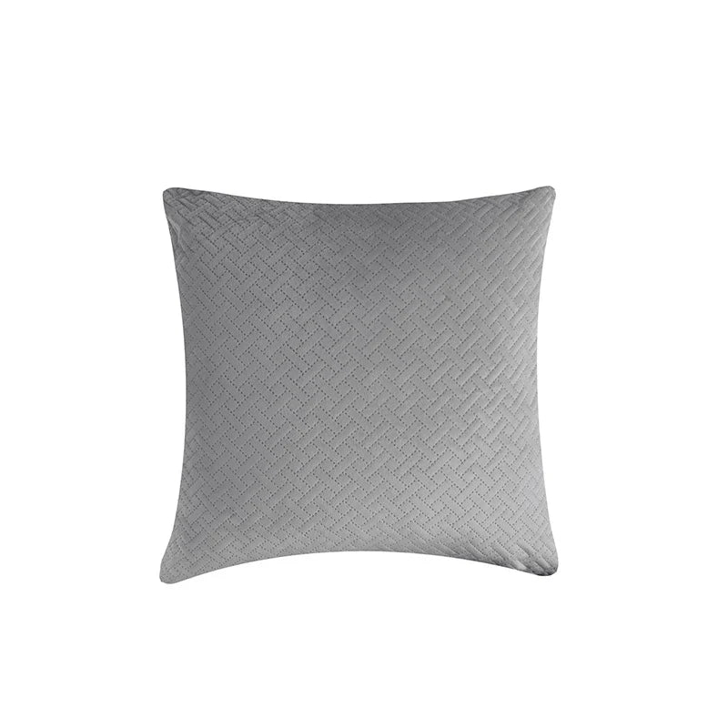 Square Pillow Cover Quilted Herringbone Cotton-Blend Hidden Zipper