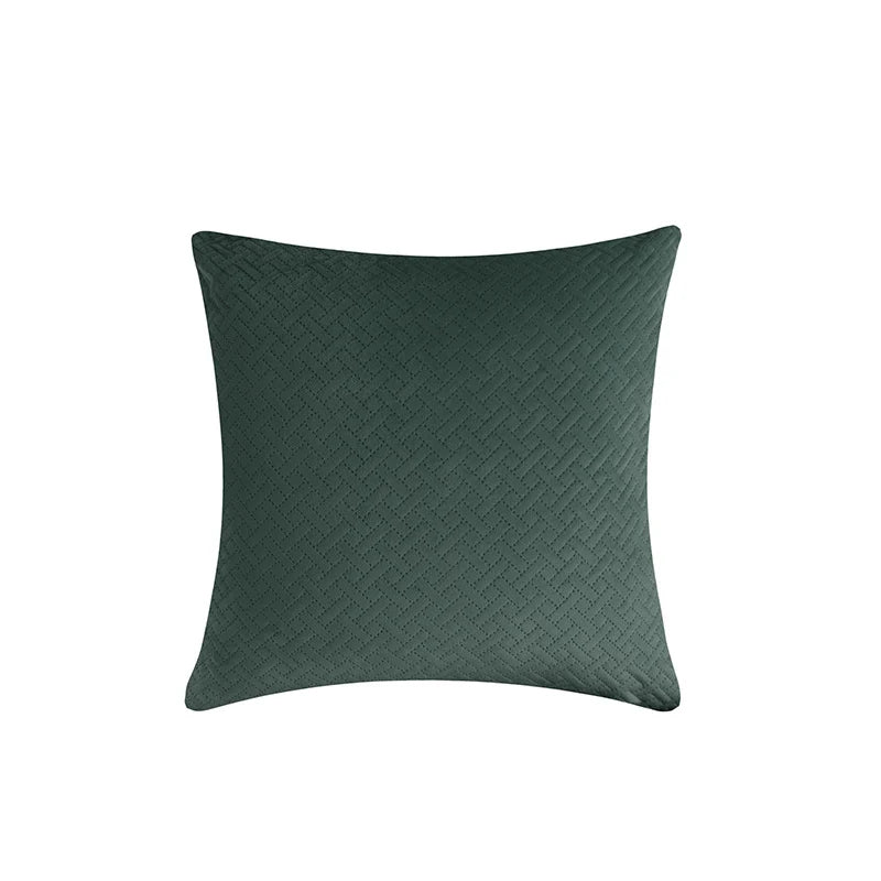 Square Pillow Cover Quilted Herringbone Cotton-Blend Hidden Zipper