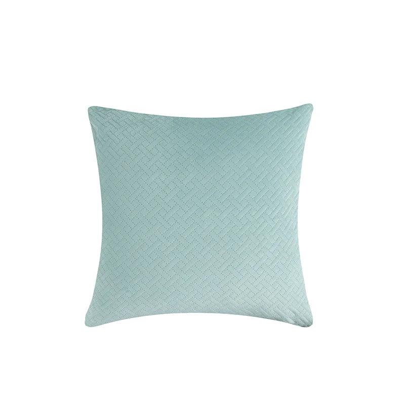Square Pillow Cover Quilted Herringbone Cotton-Blend Hidden Zipper