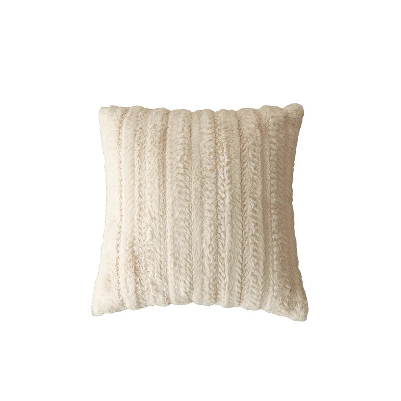 Square Pillow Cover Raised-Loop Tufted Knotted Tassels Concealed Zipper