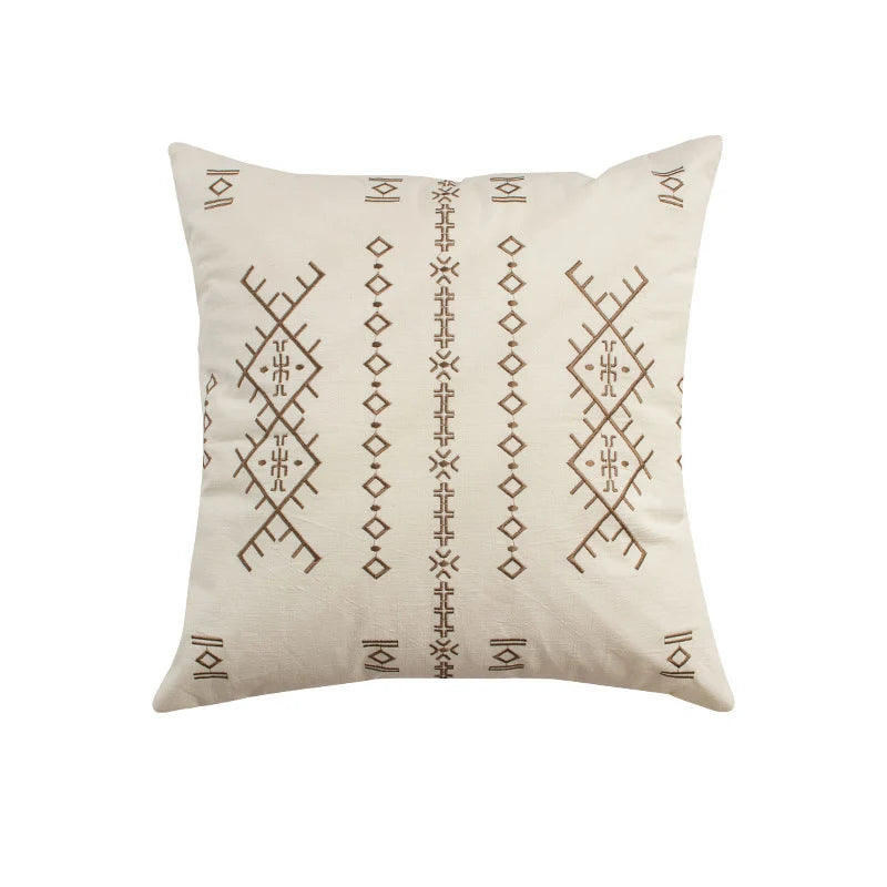 Square Pillow Cover Relief Embroidery Cotton 18x18 In