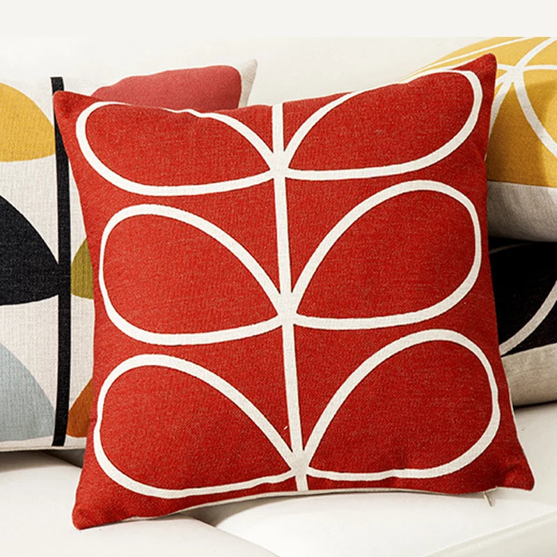 Square Pillow Cover Retro Scandi Dot Cotton-Linen Concealed Zipper