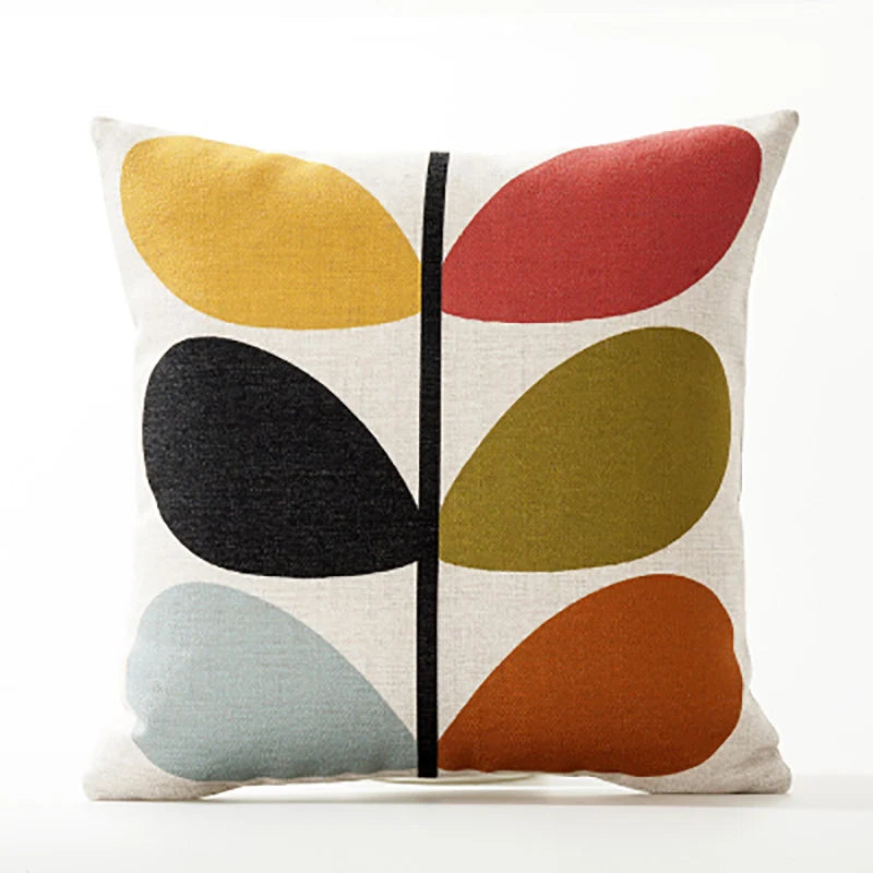 Square Pillow Cover Retro Scandi Dot Cotton-Linen Concealed Zipper