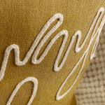 Square Pillow Cover Rope-Embroidered Linen-Blend Hidden Zipper