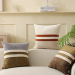 Square Pillow Cover Striped Velvet Concealed Zipper