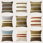 Square Pillow Cover Striped Velvet Concealed Zipper