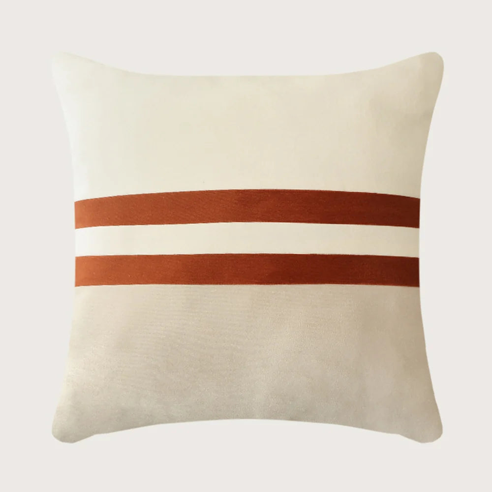 Square Pillow Cover Striped Velvet Concealed Zipper