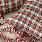 Square Pillow Cover Tartan Plaid Cotton Blend Concealed Zipper