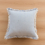 Square Pillow Cover Textured Woven Coastal Stripe