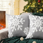 Square Pillow Cover Tufted Chenille Snowflake Hidden Zipper