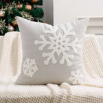 Square Pillow Cover Tufted Chenille Snowflake Hidden Zipper