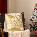 Square Pillow Cover Woven Velvet Snowflake Embroidery Tassels