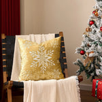 Square Pillow Cover Woven Velvet Snowflake Embroidery Tassels