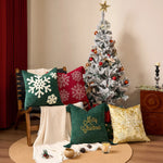 Square Pillow Cover Woven Velvet Snowflake Embroidery Tassels