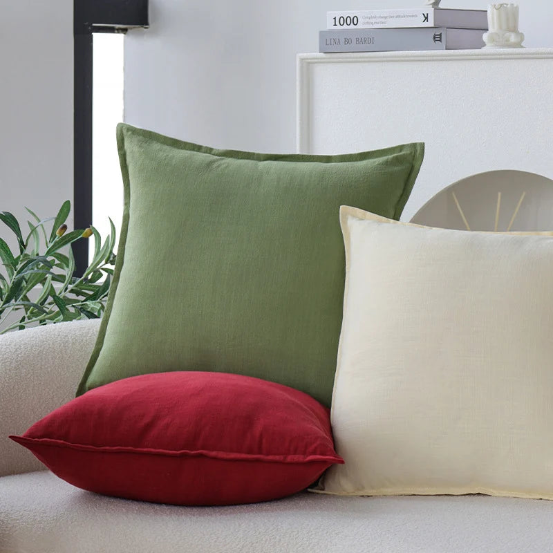 Square Pillowcase Linen-Cotton Hidden Zipper 18x18