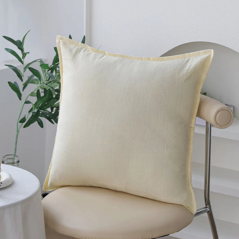 Square Pillowcase Linen-Cotton Hidden Zipper 18x18