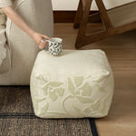 Square Pouf Boucle Floral Relief Bead Filled
