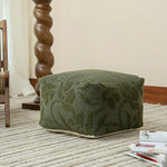 Square Pouf Boucle Floral Relief Bead Filled
