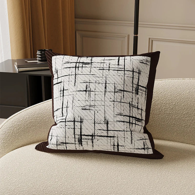 Square Throw Pillow Cover Cotton-Linen Concealed Zipper & Machine Washable